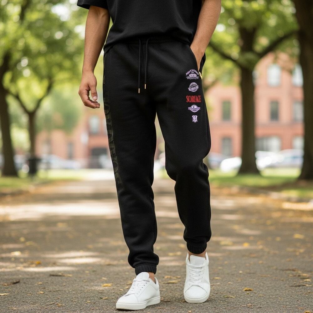 Mens Sweatpants Size 2XL Scarface X Black Mob Mafia Stretch Pockets Zippers